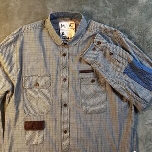 Marshall Artist Mens XXXL Micro Check Button Down Shirt Modern Tailoring Blue